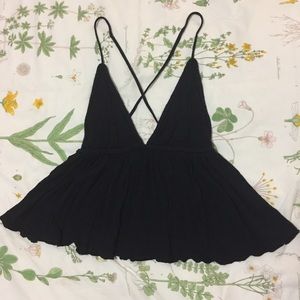 Black Braided Strappy Top